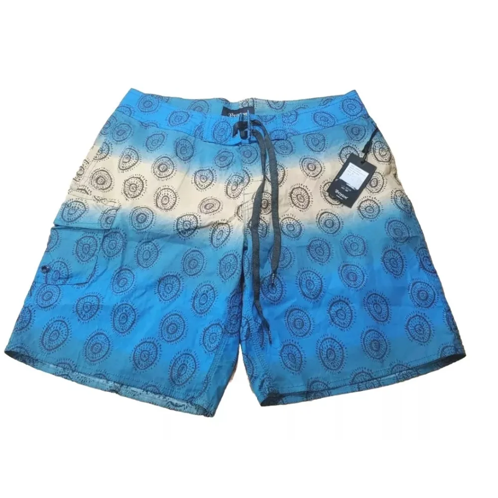 Brixton Leeward Boardshorts Men 30 Swim Trunks Preppy Pool Beach Blue Gold New